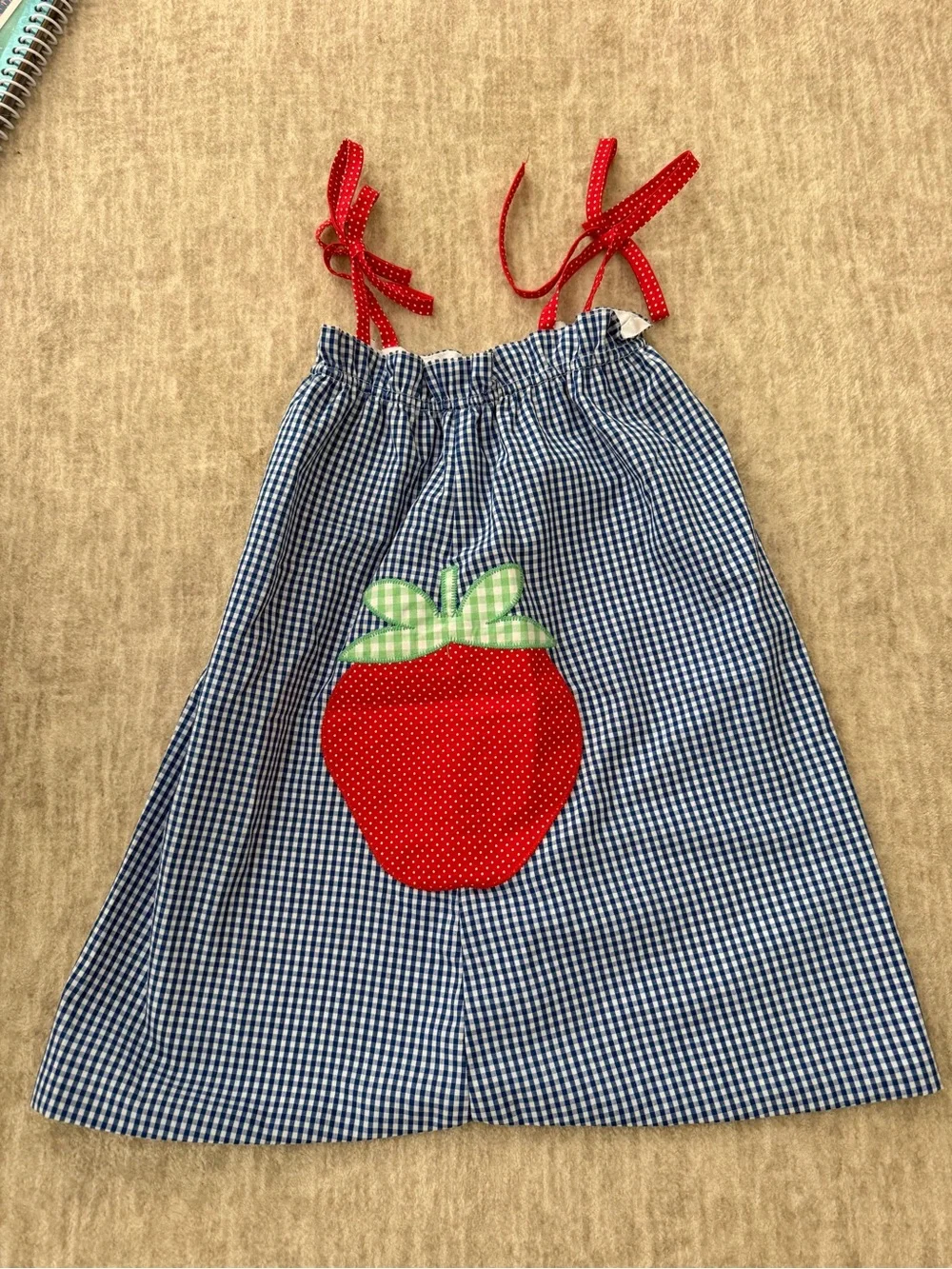 Strawberry Appliqué Gingham Sundress
